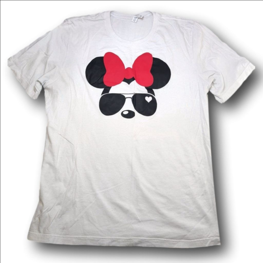 Women's Bella+Canvas Minnie Mouse Short Sleeve Tee 2XL White Black